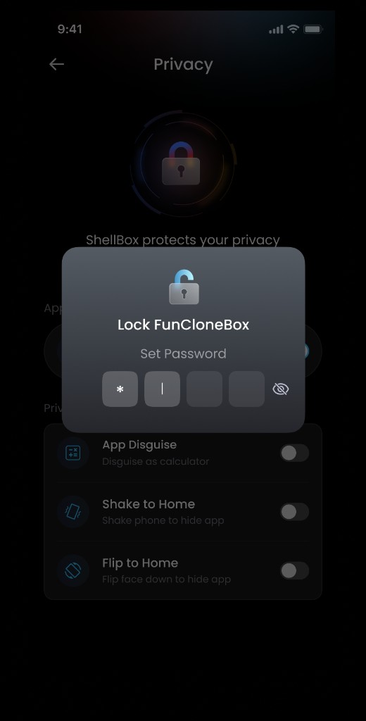 Setting a passcode to lock ShellBox